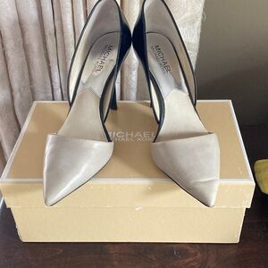Michael Kors Two-Tone Pointed D'Orsay Heels in Grey and Black